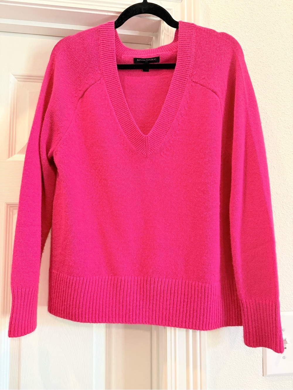 Banana Republic Hot Pink V-Neck Sweater